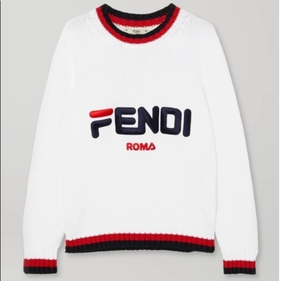 FENDI EMBROIDERED STRIPED COTTON SWEATER - Picture 12 of 15